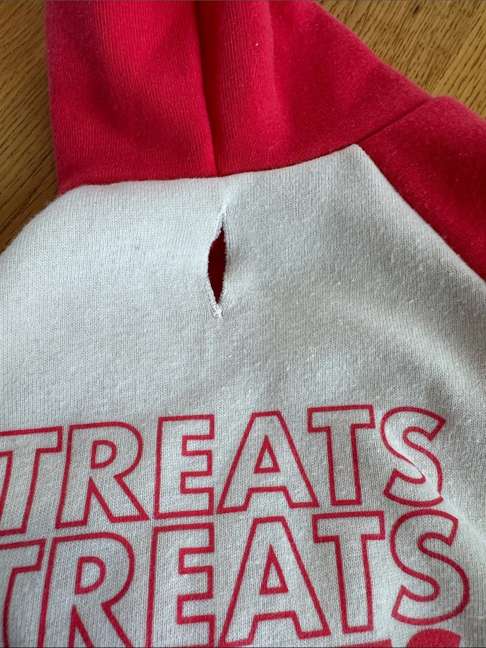 Red & Cream  'TREATS'! Dog or Puppy Hoodie Banded Sweatshirt